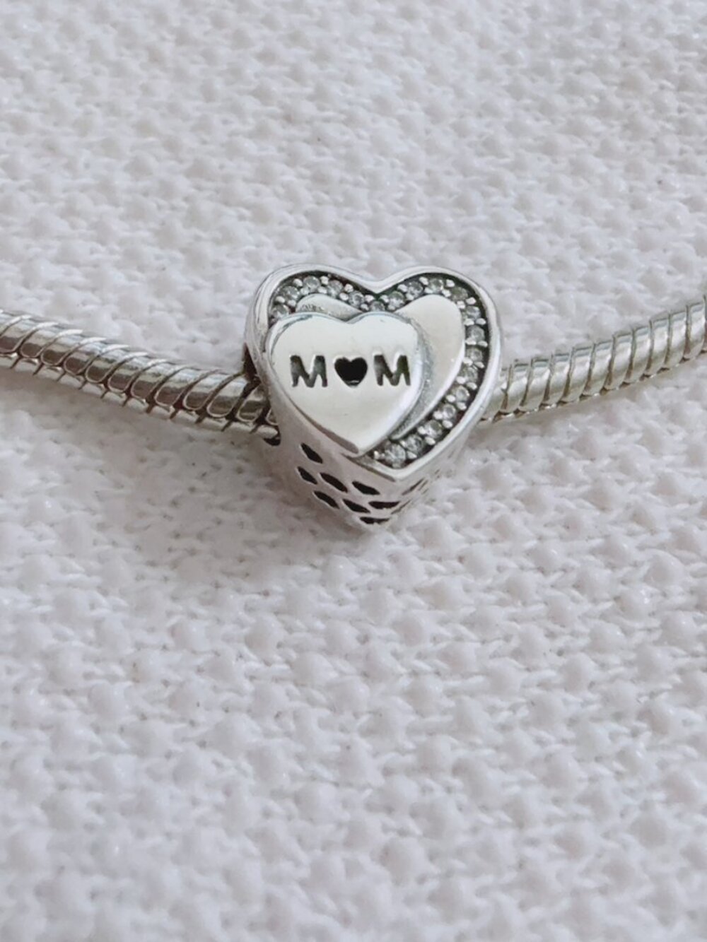 Mom Heart Charm Sterling Silver Charm For Pandora Bracelet